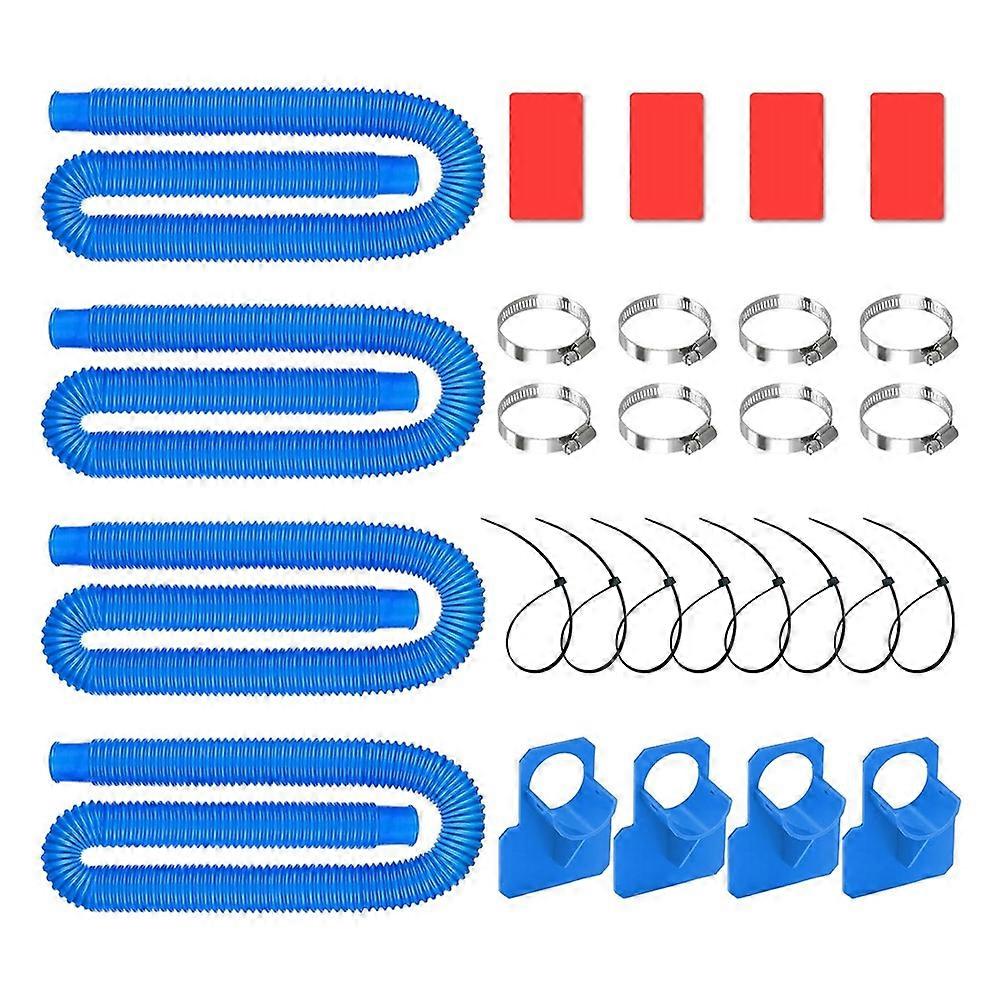 Set Mit 4 Ersatzschläuchen Und Rohrhalterungen Für Schwimmbadpumpen (zubehör Für 330 Gph, 530 Gph Und 1000 Gph Filterpumpen, Blau)
