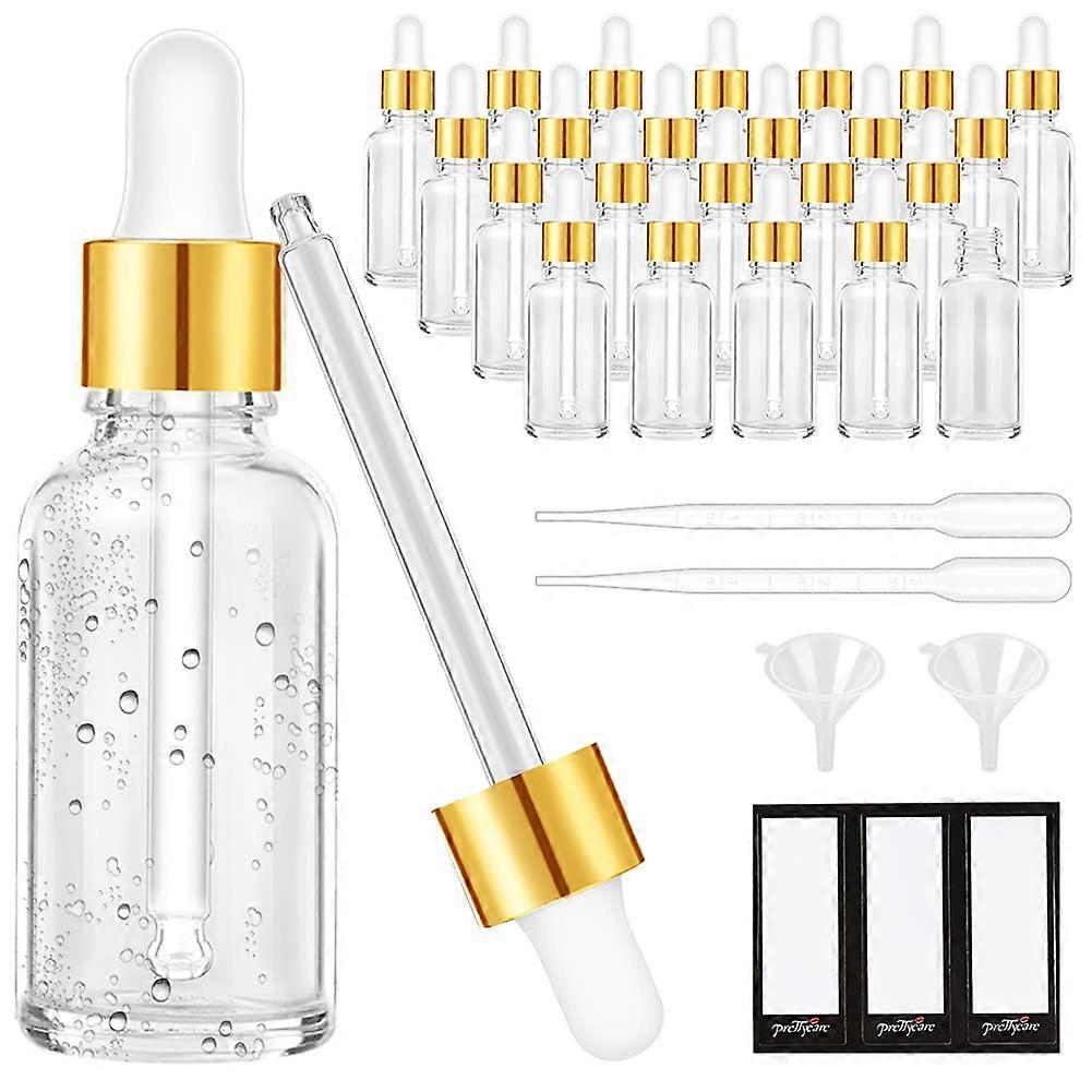 Set Mit 24 Leeren, Durchsichtigen Glastropfflaschen Mit 2 Trichtern Und 2 Langen Pipetten, 30 Ml Tropfflaschen