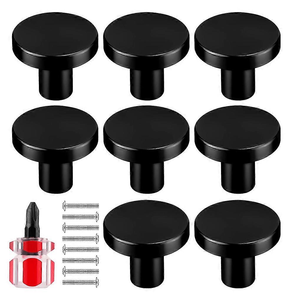 Set Mit 8 Runden Türknöpfen Für Kommode, Schrank Oder Küchenschublade, Inklusive 8 Schrauben (schwarz).