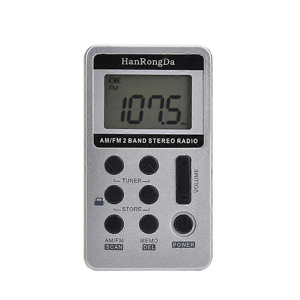 Hanrongda Mini-tragbares Am/fm-dualband-stereo-radio Mit Lcd-bildschirm, Kopfhörern Und Wiederaufladbarem Akku B