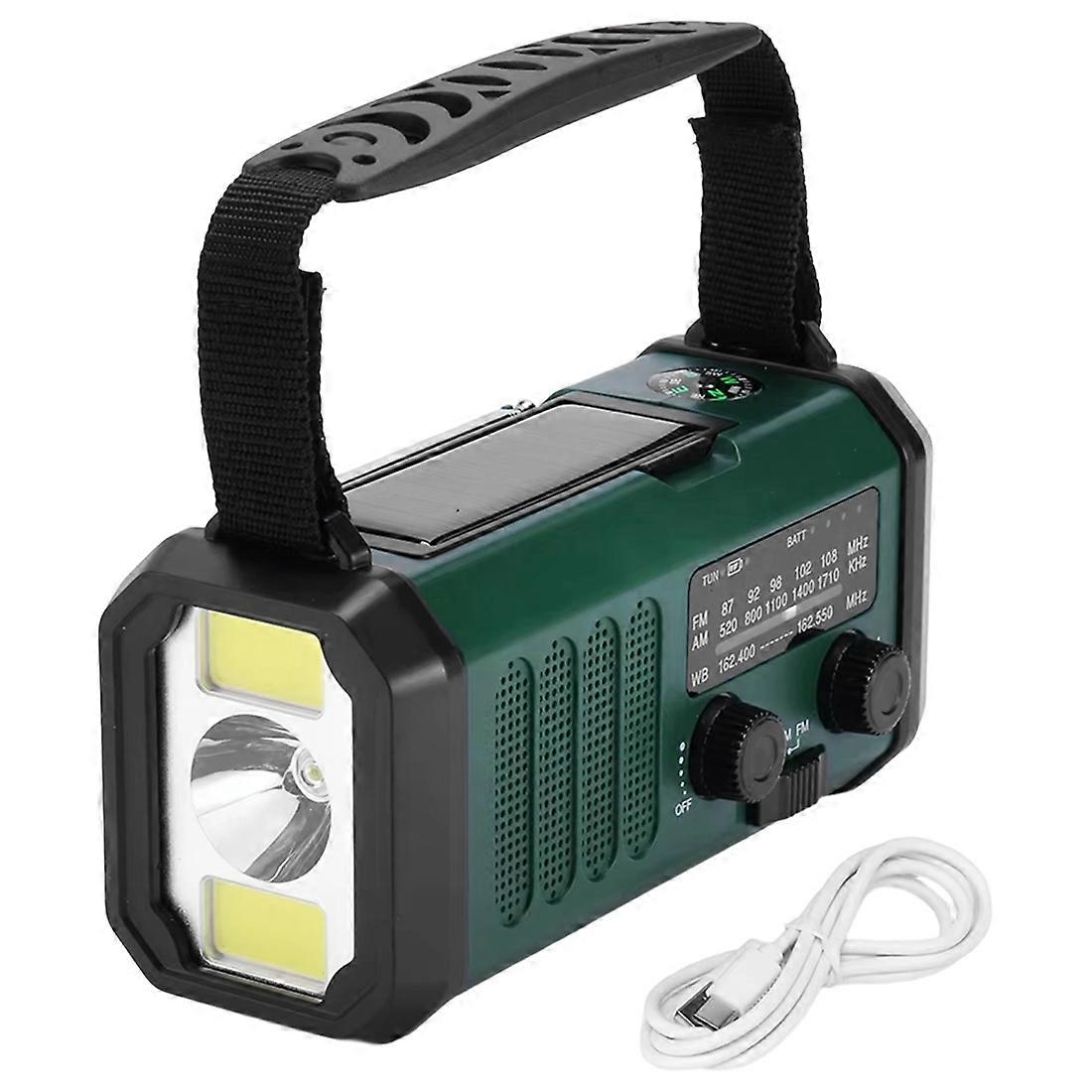 Notfall-led-taschenlampe Mit Externem Akku, Leselampe, 10.000-mah-solarradio-ladegerät, Usb-c-solarradio Mit Kompass