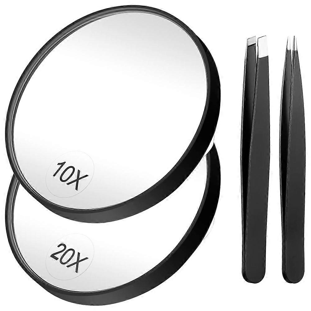 Set Mit 20-facher Vergrößerungsspiegel + 10-facher Vergrößerungsspiegel Mit 2 Saugnäpfen, Kleinem Reisevergrößerungsspiegel Und Pinzette