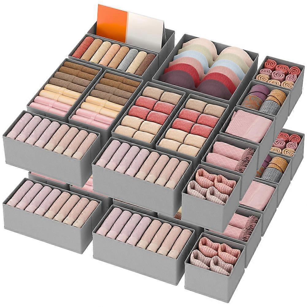 Set Mit 16 Schubladenorganisatoren Für Den Kleiderschrank, 3 Verschiedene Größen, Faltbare Aufbewahrungsboxen Aus Stoff Für Unterwäsche, Socken Und Mehr.