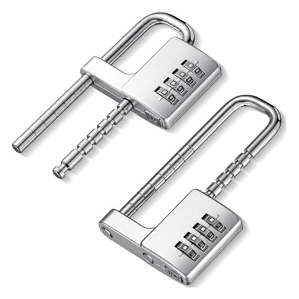 Set Aus 2 Vierstelligen Zahlenschlössern Für Schränke, Spinde In Turnhallen, Verstellbares Vorhängeschloss Mit Langem Bügel, Ideal Für Schulen.