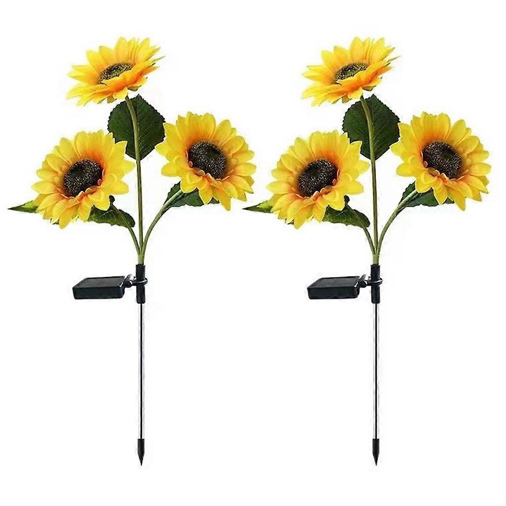 Set Mit 2 Wasserdichten Led-solarleuchten In Sonnenblumenform Für Den Außenbereich, Ideal Zur Beleuchtung Von Rasenflächen, Einfahrten, Gärten Und Terrassen.