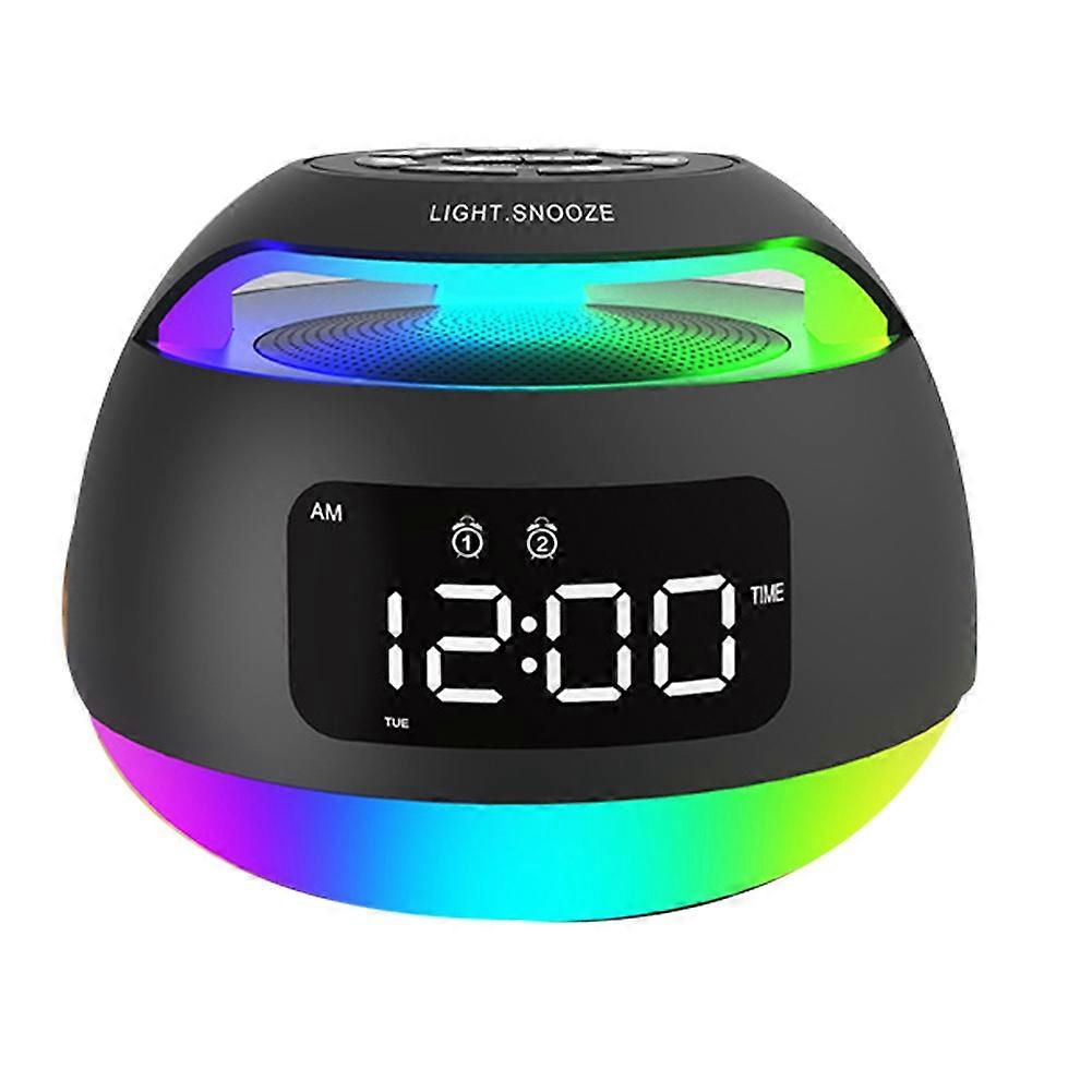 Tragbares Led-radiowecker Mit Mehrfarbiger Rgb-beleuchtung, Radioempfänger, Kabellosem Bluetooth-lautsprecher, Doppelalarm Und Schlummerfunktion.