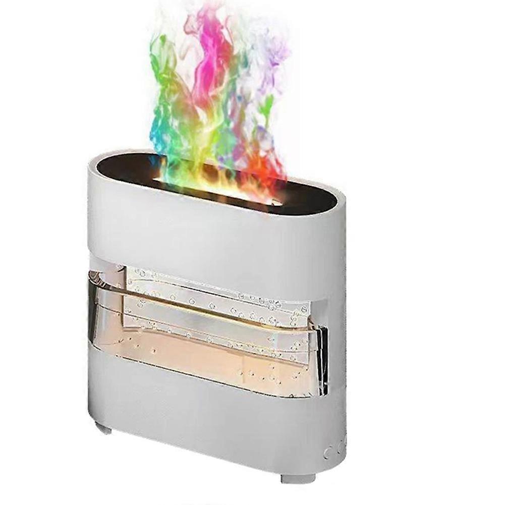 Luftbefeuchter Mit Flammeneffekt, Farbenfroher Aromadiffusor Mit „regen Und Feuer“-effekt, 7 Farben, Weiß, Ideal Fürs Schlafzimmer.