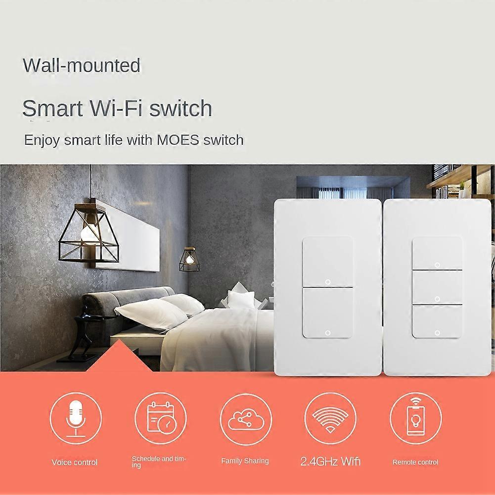 Tuya Zigbee-drucktaster, 2-wege-smart-wandschalter Mit Timer Und Sprachsteuerung, Us-stecker