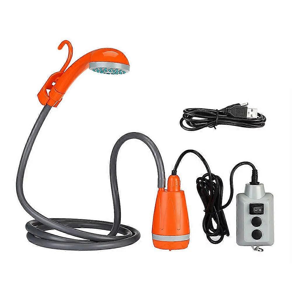 Wiederaufladbare, Tragbare Outdoor-duschpumpe, Ideal Zum Wandern, Reisen, Für Den Strand Und Picknicks (orange).