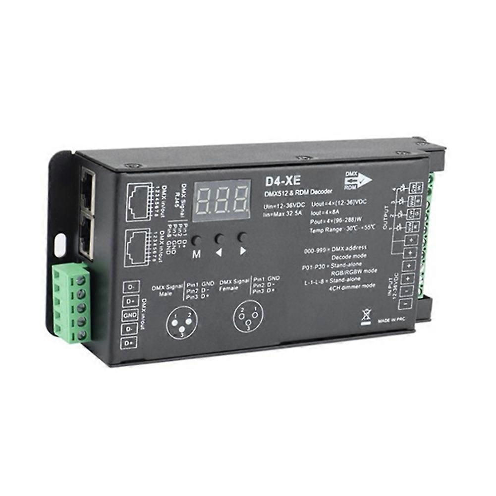 D4-xe 4-kanal-dmx-decoder-controller, Flimmerfreier Pwm-dimmer, 12–36 V, 2000 Hz/500 Hz Digitalanzeige Für Rgb-led-beleuchtung