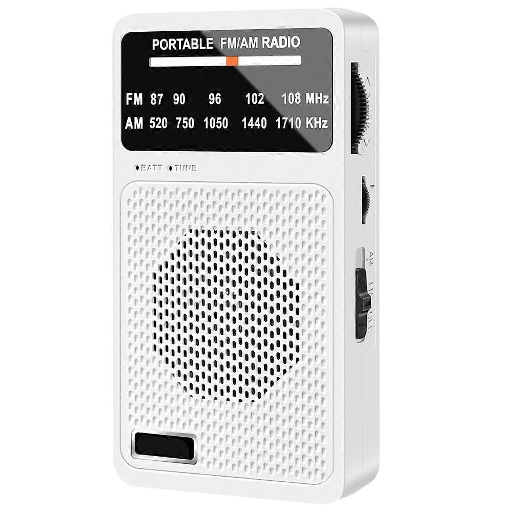 Tragbares Am/fm-radio, Taschenradio Mit Lautsprecher Und Kopfhöreranschluss, Mini-transistorradio Mit Rückseitigem Clip Für Senioren (weiß)