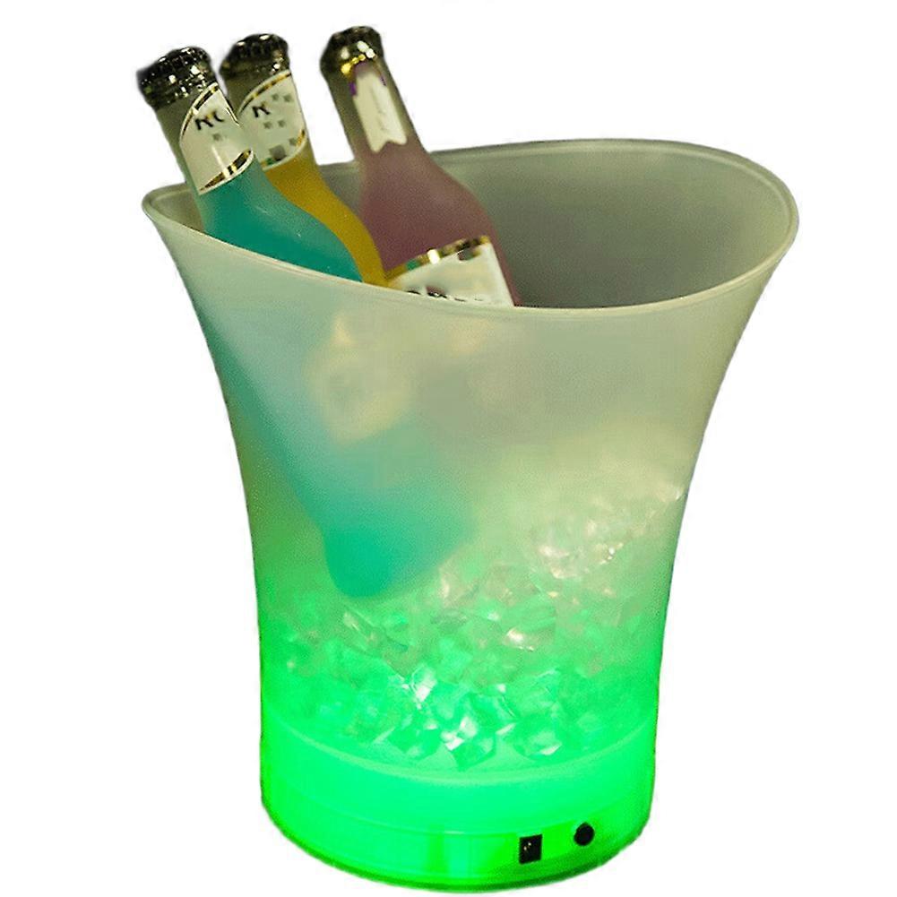 Beleuchteter Champagnerkühler, Led-eiskübel, Bar, Champagnerkiste, Grüner Led-eiskübel Aus Wasserdichtem Kunststoff Für Bier