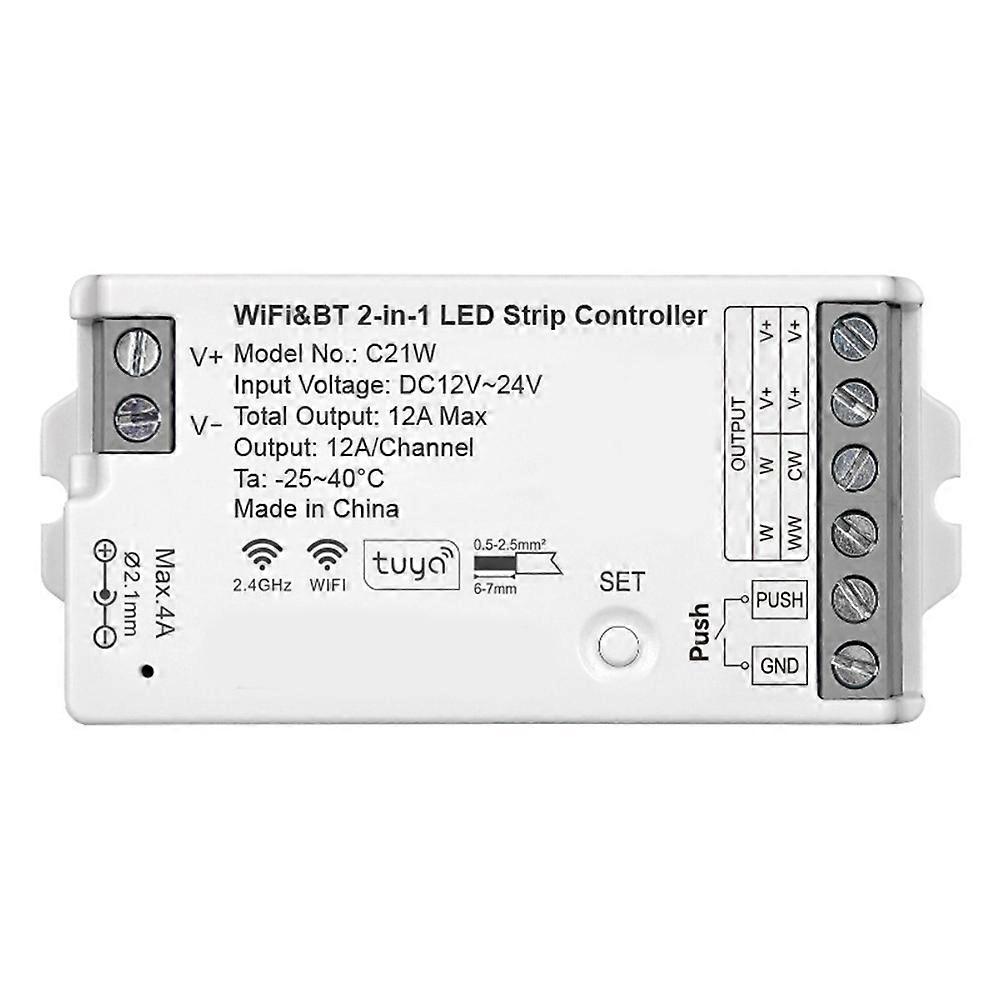 2-in-1 Wifi- Und Bt-led-streifen-controller C21w: Einstellbare Helligkeit, Mobile App, Sprachsteuerung.