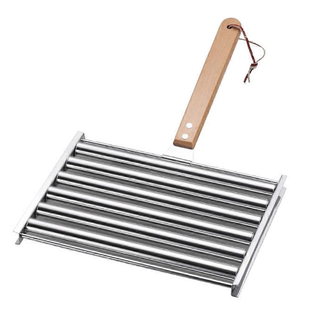 Hundegrill Aus Edelstahl Mit Holzgriff, Inklusive 4 Spießen, Kapazität Für 5 Hunde