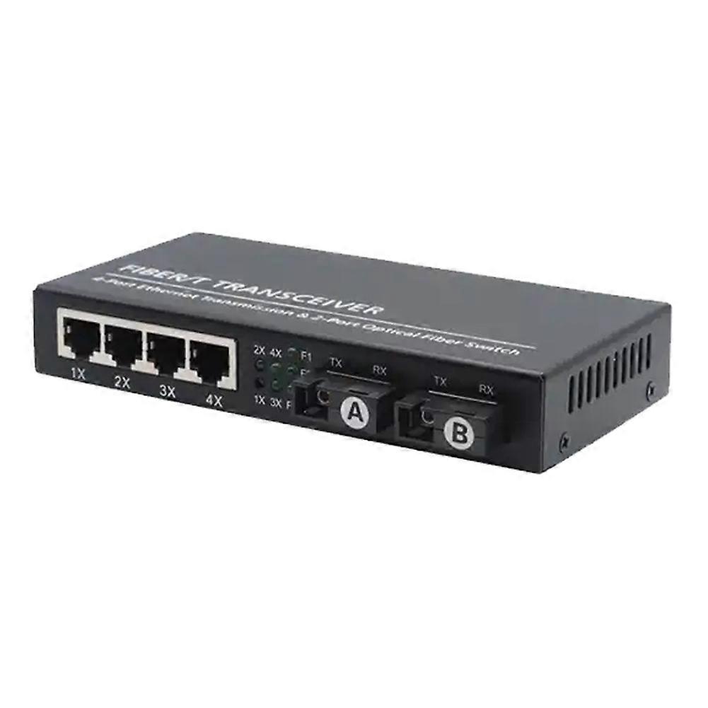 20 Km Single-mode Gigabit Ethernet Sc Glasfaser-switch, 2 Sc-fasern, 4 Rj45-ports, 100/1000 Mbit/s Glasfaser-medienkonverter, Eu-stecker