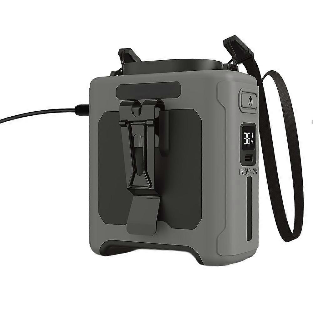 Tragbarer 10.000-mah-ventilator Mit Powerbank, Led-licht, Nackenventilator, 5 Geschwindigkeitsstufen, Starker Luftstrom, Grau