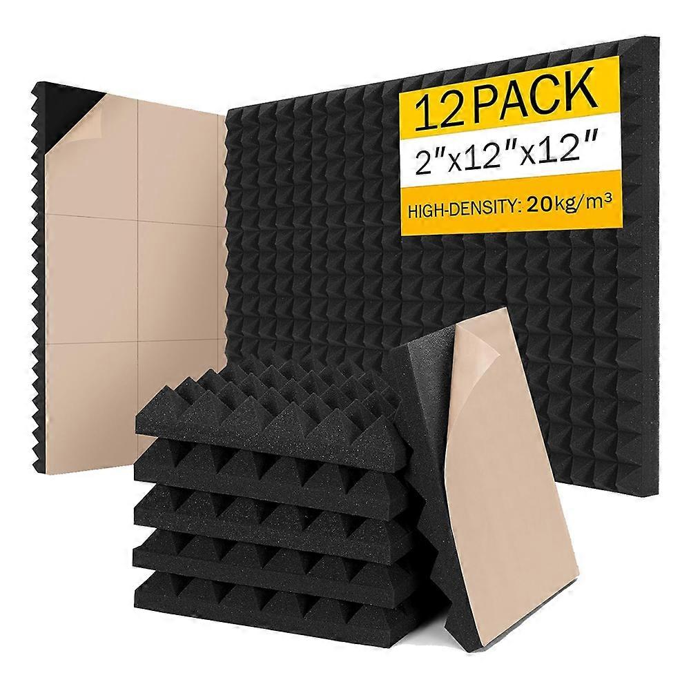 Packung Mit 12 Hochdichten, Schalldämmenden Schaumstoff-wandpaneelen (5 X 30 X 30 Cm), Selbstklebend Und Schnell Expandierend.