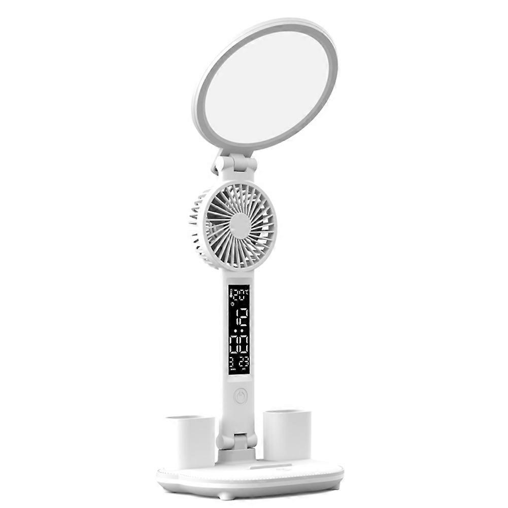 Led-tischleuchte Mit Uhr, Usb-aufladbar, Dimmbar, 4960 Mah, Lüfterlicht, Faltbar, Augenschonend, Leselicht