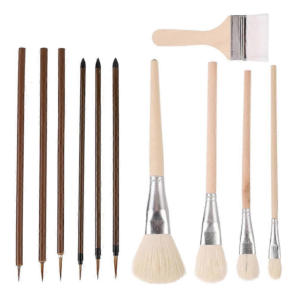 Künstlerpinselset, 11 Holz- Und Keramikpinsel Für Acrylmalerei, Ideal Für Schüler Und Malereibegeisterte.