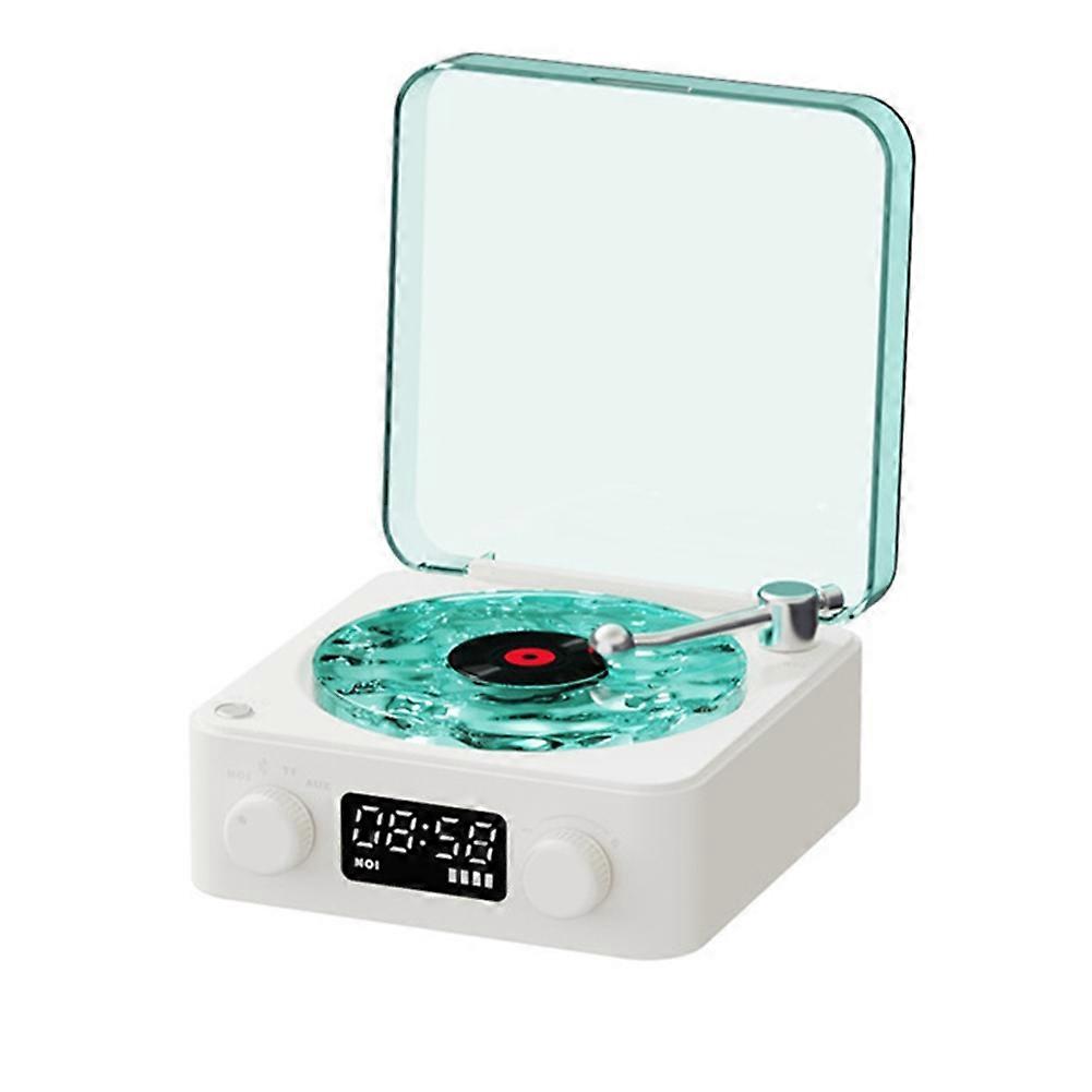 Kw03 Retro Rgb Kabelloser Bluetooth 5.0 Vinyl-lautsprecher, Plattenspieler, Stereoklang Mit Weißem Rauschen, Weiß