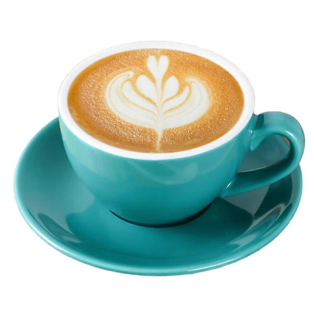 Minimalistischer Keramik-kaffeebecher, 220 Ml, Einfarbig Mit Boden, Europäischer Stil, Latteblau