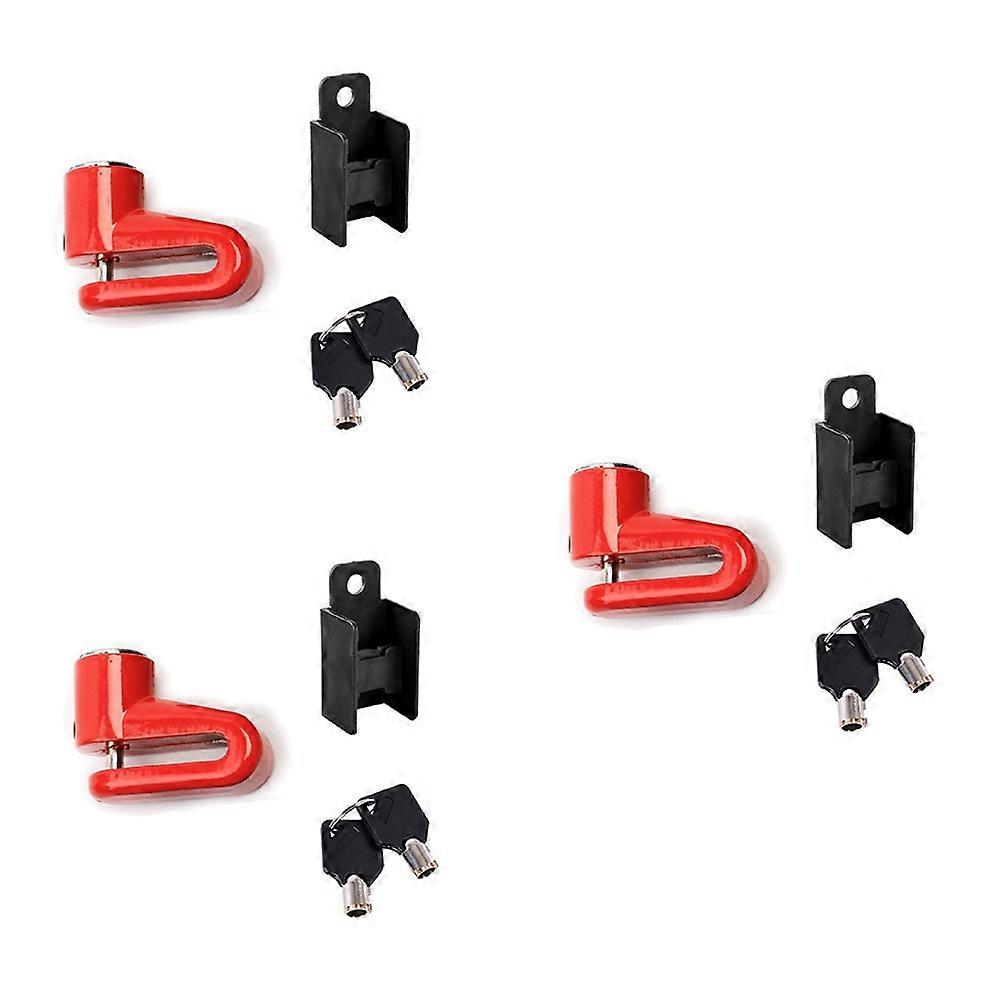 Set Mit 3 Scheibenschlössern Für Fahrräder, Motorräder, Elektroautos Usw. Fahrradzubehör: Rotes Schloss.