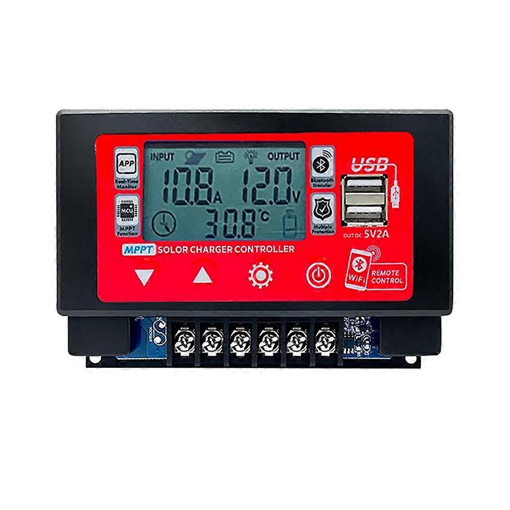 30-a-mppt-solarladeregler Mit Wlan Und Bluetooth, Lcd-display Und Zwei Usb-anschlüssen, Kompatibel Mit 12 V/24 V/36 V/48 V/60 V, 30 A