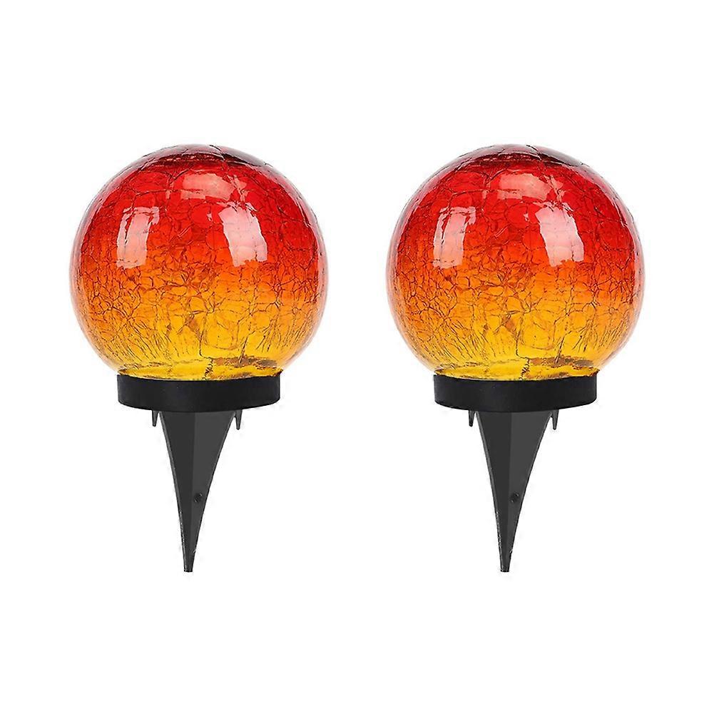 Set Aus 2 Dekorativen Kugelförmigen Solarleuchten Für Garten, Einfahrt Oder Rasen, Aus Crackle-glas.