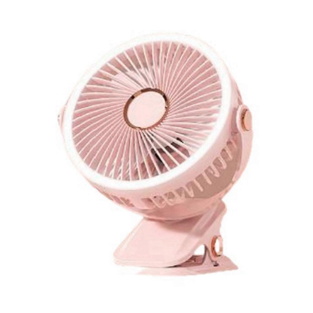 Usb-wiederaufladbarer, Tragbarer Mini-tischventilator Mit Clip, 360°-drehung Und Integriertem Led-licht (ideal Für Studentenwohnheime).