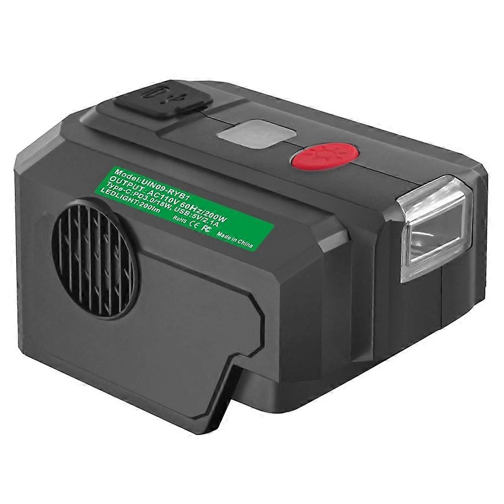 Ryobi 40v Akku-stromwandler, 200w, Dc 18v Auf Ac 110v, Mit Usb-anschluss, Typ-c Pd3.0-ausgang Und Led-beleuchtung (us-stecker).