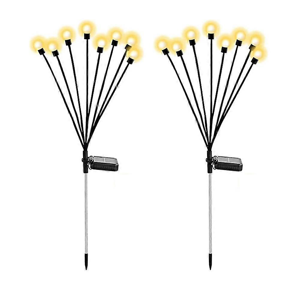 Solar-gartenleuchten, 2er-set, 8 Leds Mit Glühwürmchen-effekt, Wasserdicht, Warmweiß, Oszillierender Lichteffekt.