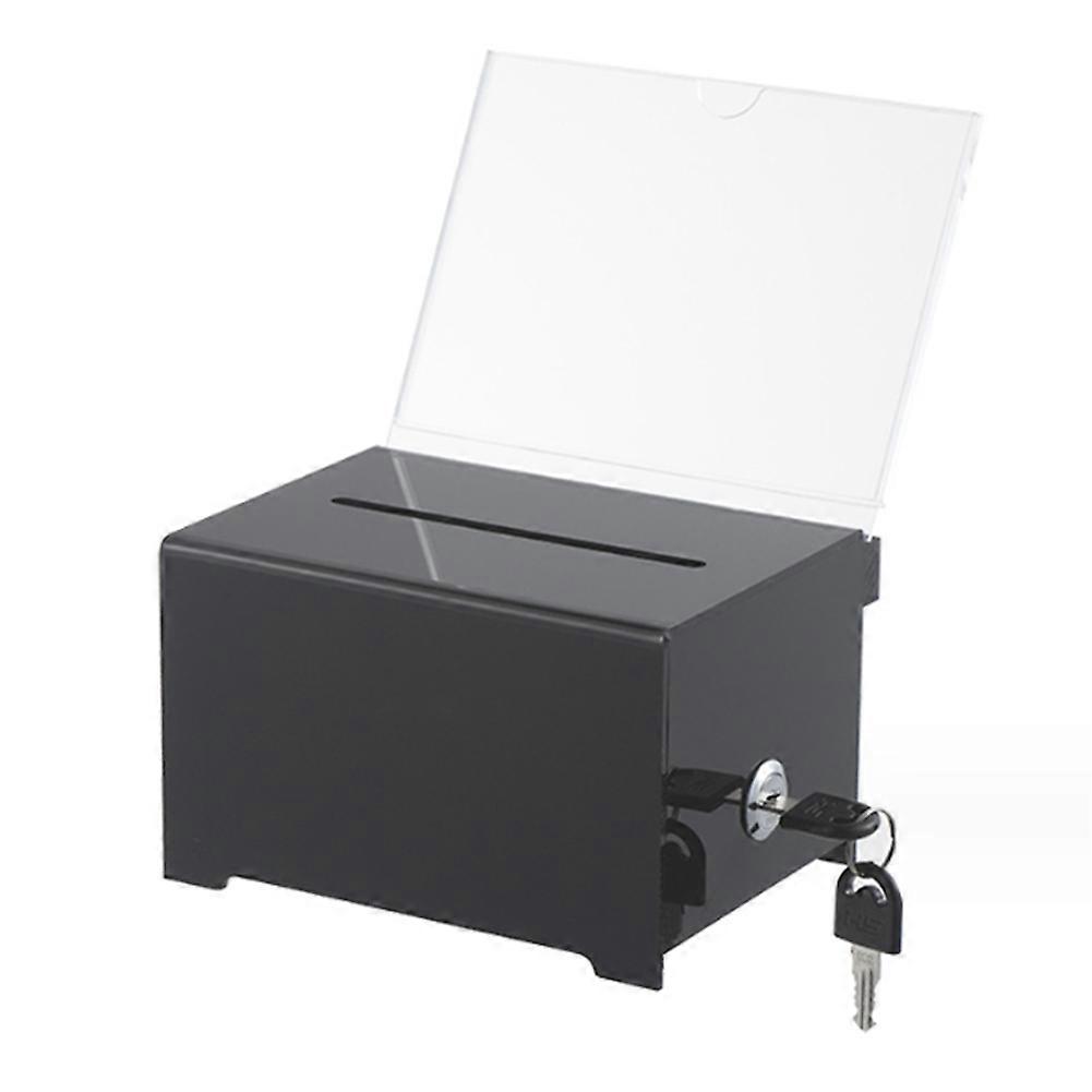 Spendenbox Aus Acryl Mit Schloss, Schwarze Sammelbox Mit Plakathalter, Vorschlagsbox Für Spendenaktionen Und Spenden (1 Packung)