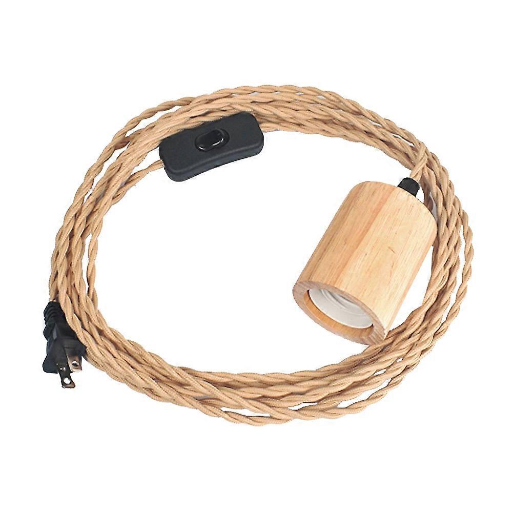 Pendelleuchten-set Aus Holz Mit Kabel, 4,5 M (14,76 Ft), Vintage-industrie-stil, Mit Gedrehtem Nylonkabel Und E26 (us)-stecker.