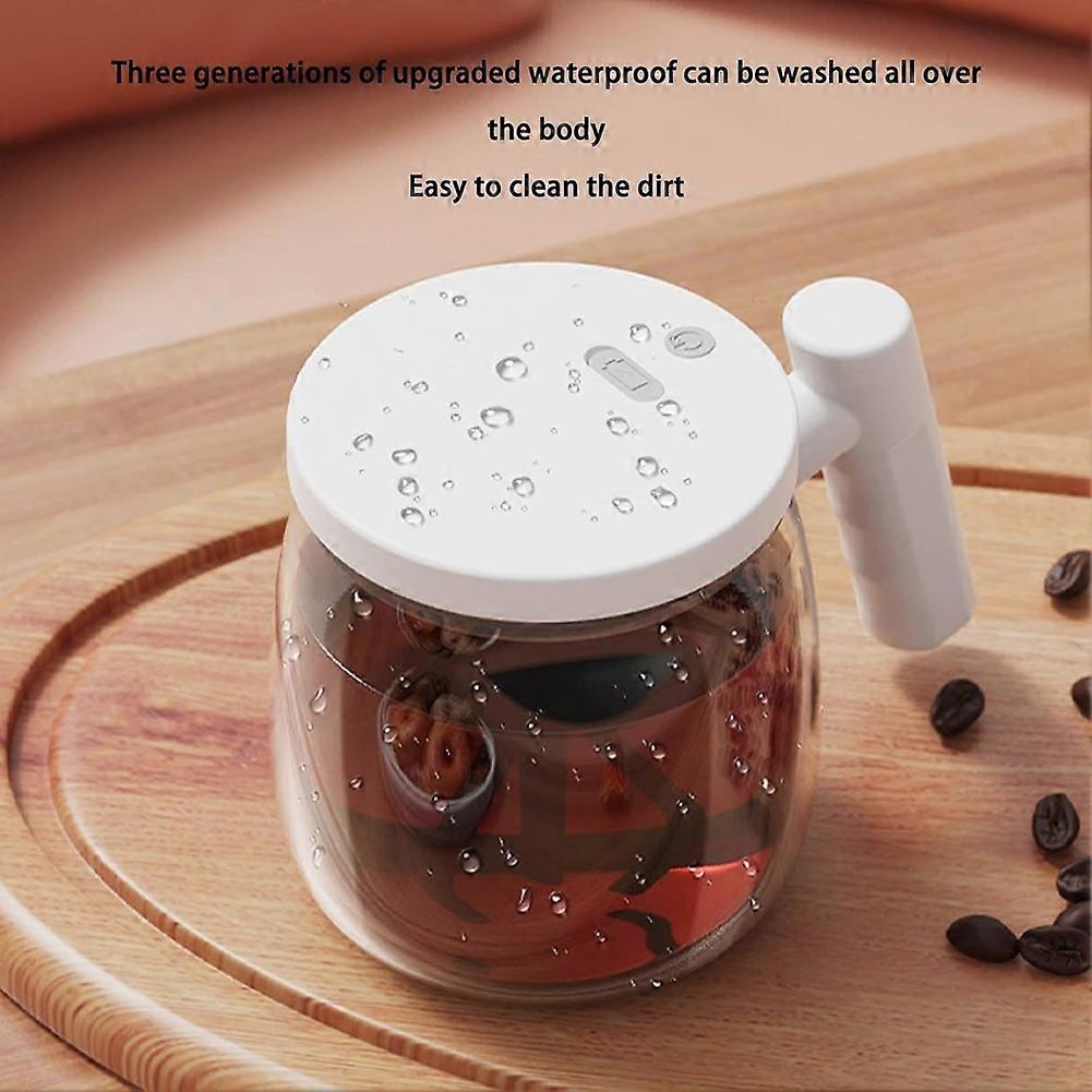 Selbstmischender Glaskaffeebecher, 400 Ml, Usb-aufladbar, Ideal Zum Mischen Von Kaffee Und Milch (weiß).