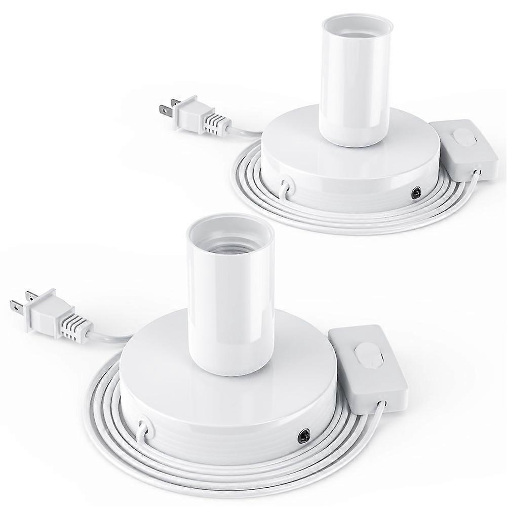Set Mit 2 Polierten E26/e27 Metall-schraubfassungen Für Tisch-/pendellampen, Mit Amerikanischem Stecker, Weiß.