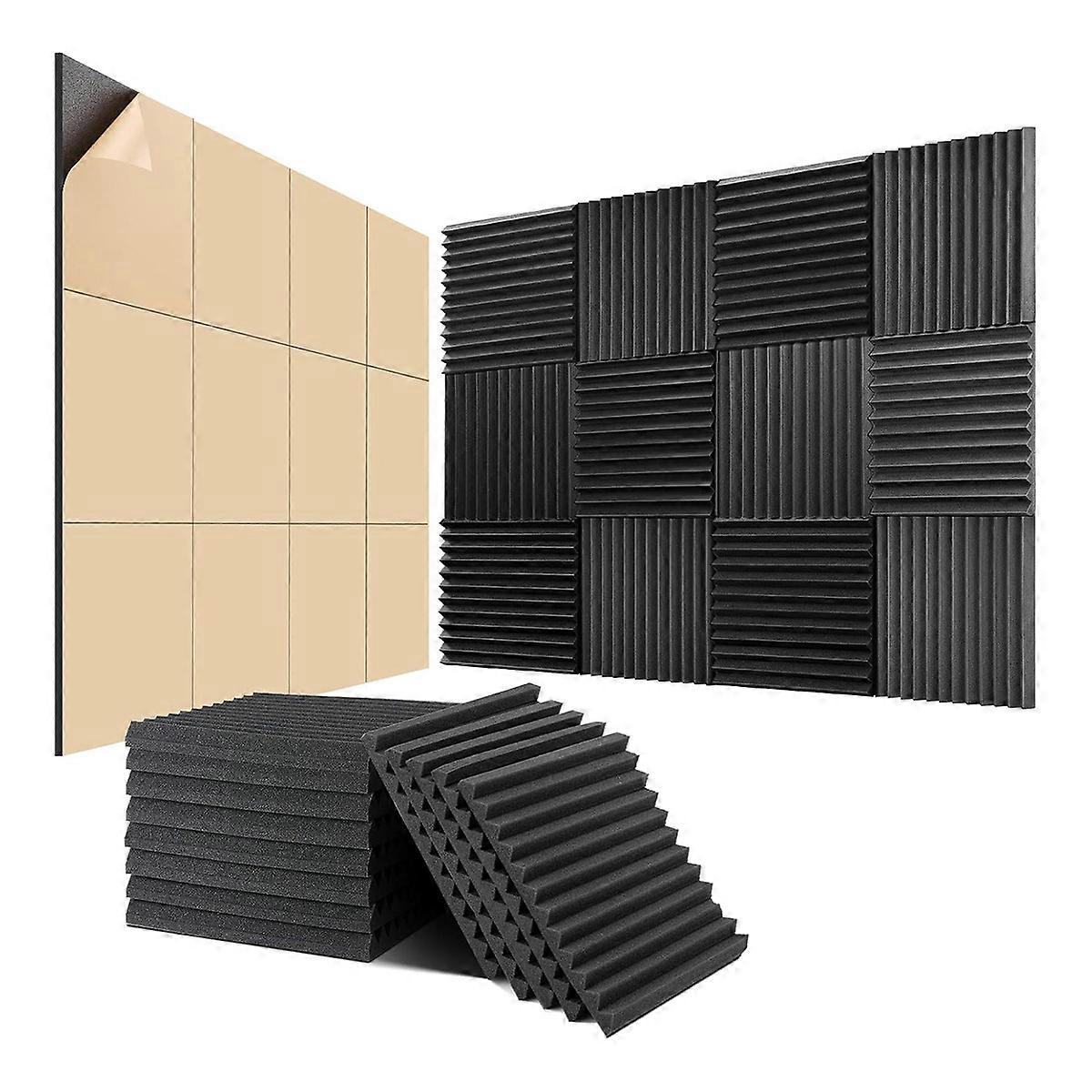 Set Mit 24 Schalldämmenden Akustikschaumstoff-wandpaneelen, 2,5 Cm X 30,5 Cm X 30,5 Cm, Selbstklebend, Für Wände, Zuhause, Studio