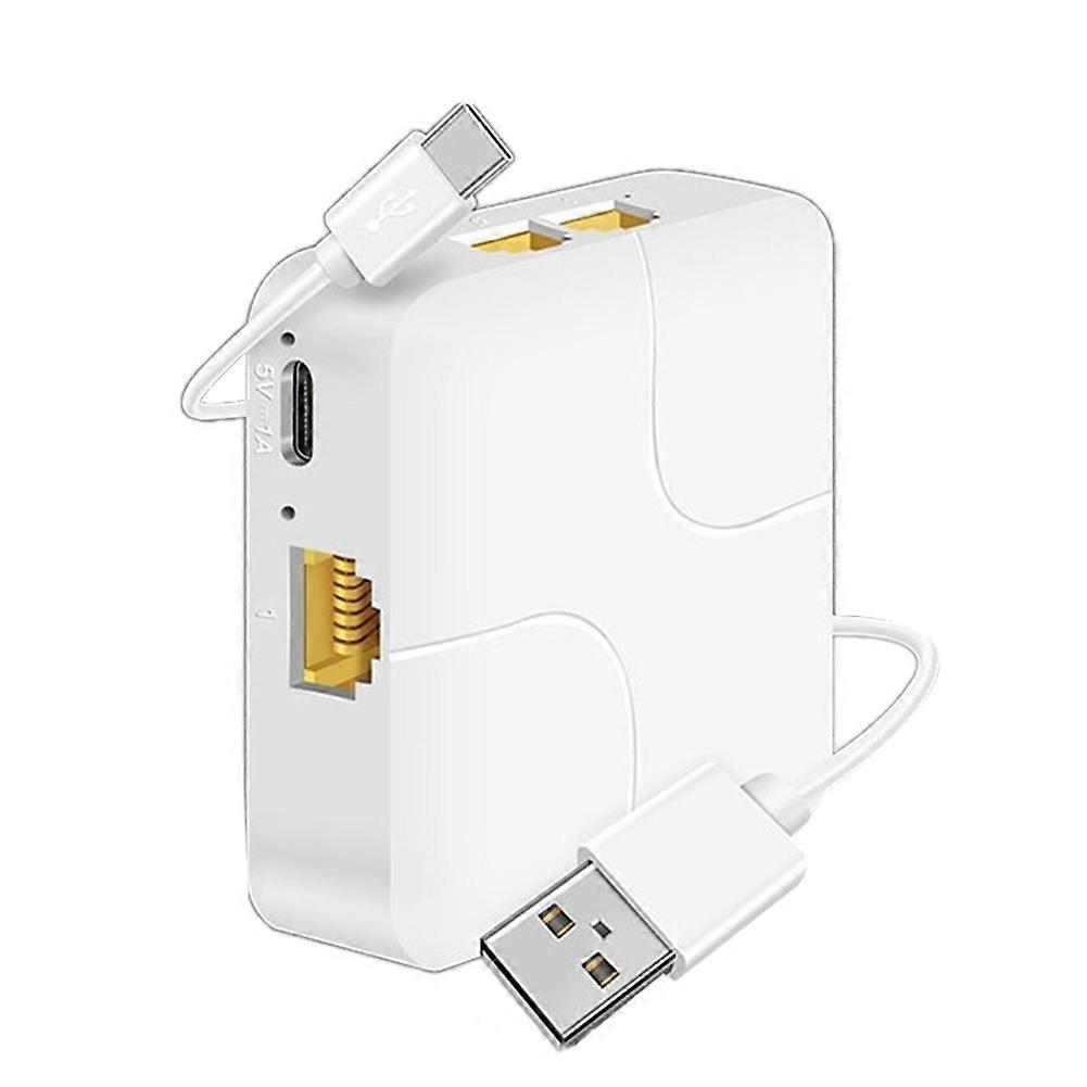 Universeller Ethernet-splitter Mit Usb-c-verlängerung Und Gigabit-internetstromversorgung, 1 Auf 4 Rj45-adapter