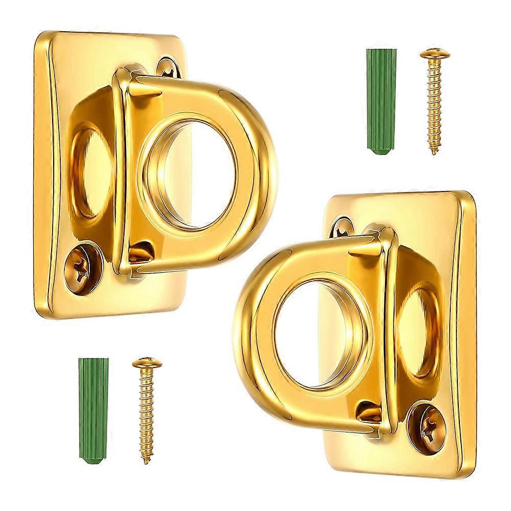 Set Aus 2 Goldenen Wandplaketten Mit Großer Schlaufe, Metallpfosten, Warteschlangenabsperrung, Rundem Aufhängehaken, Seil, Kinosicherheitsbarriere