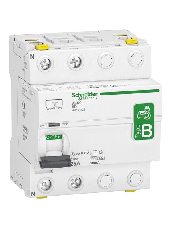 Schneider Electric Rccb earth leakage protection 2p 25a 30ma b-class speciel design for ev-electrical vehicle charger ac/dc