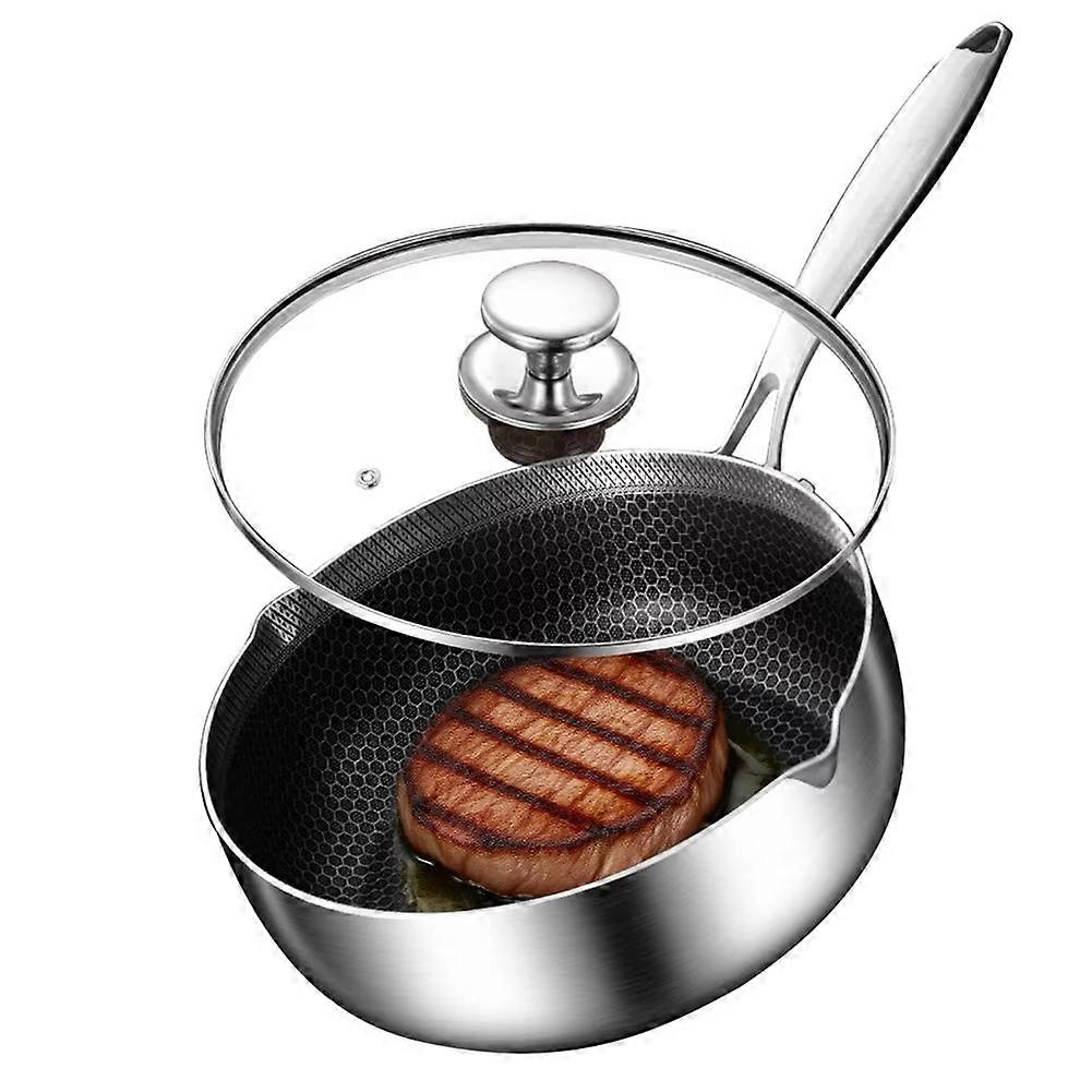 Antihaftbeschichteter Milchkessel Mit Wabenmuster Und Deckel, Rostbeständig, Ideal Für Cafés Und Die Professionelle Zubereitung Von Kaffeespezialitäten (22 Cm).