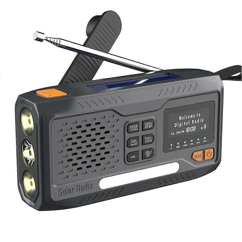 Solarbetriebenes Notfallradio Mit Handkurbel, 4 Leistungsmodi, Dab/fm/bluetooth-kompatibel, Leselampe, 3,5-mm-kopfhöreranschluss