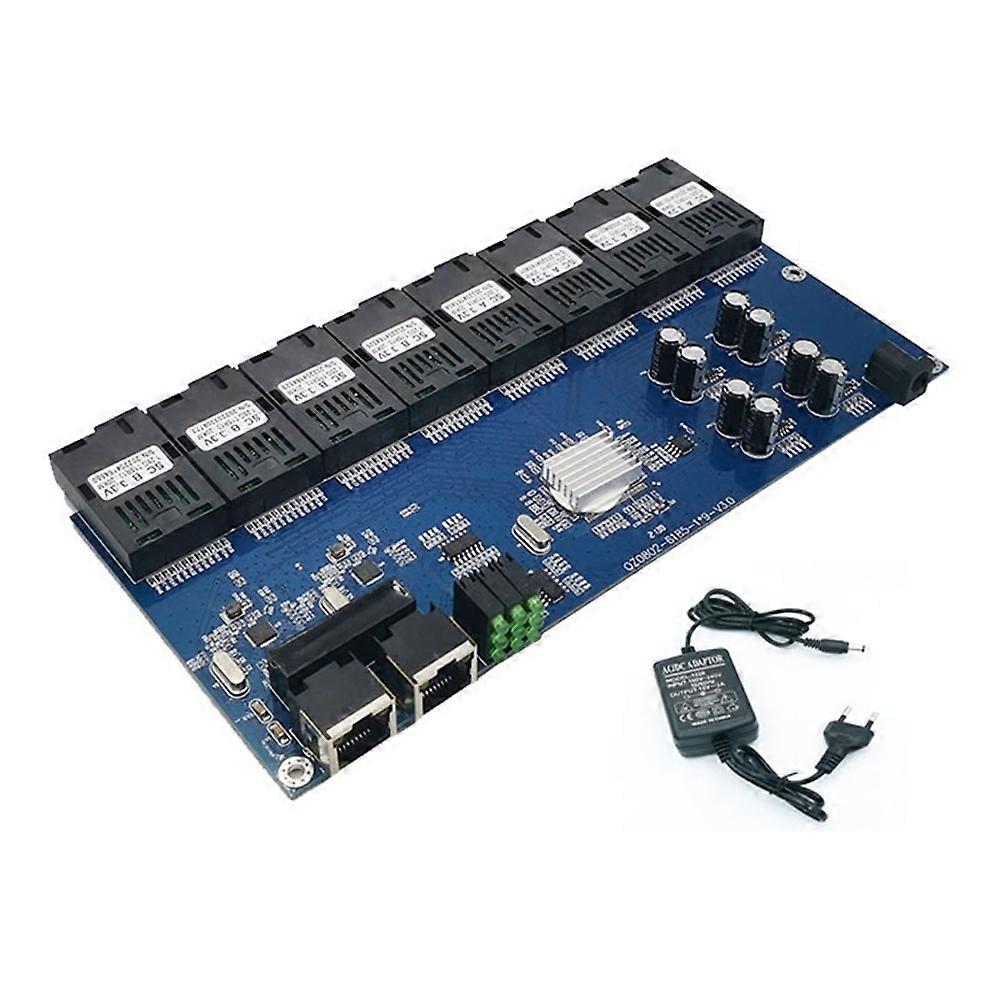 Gigabit-glasfaser-switch 8 Sc 2 1000m Rj45 Gigabit Ethernet, 5v3a Medienkonverter, Eu-stecker