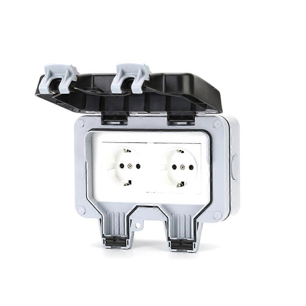 Ip66 16a Außenverlängerungskabel, Regensichere Ladebuchse, Wasserdichtes Gehäuse Für Zwei Außensteckdosen, Eu-stecker