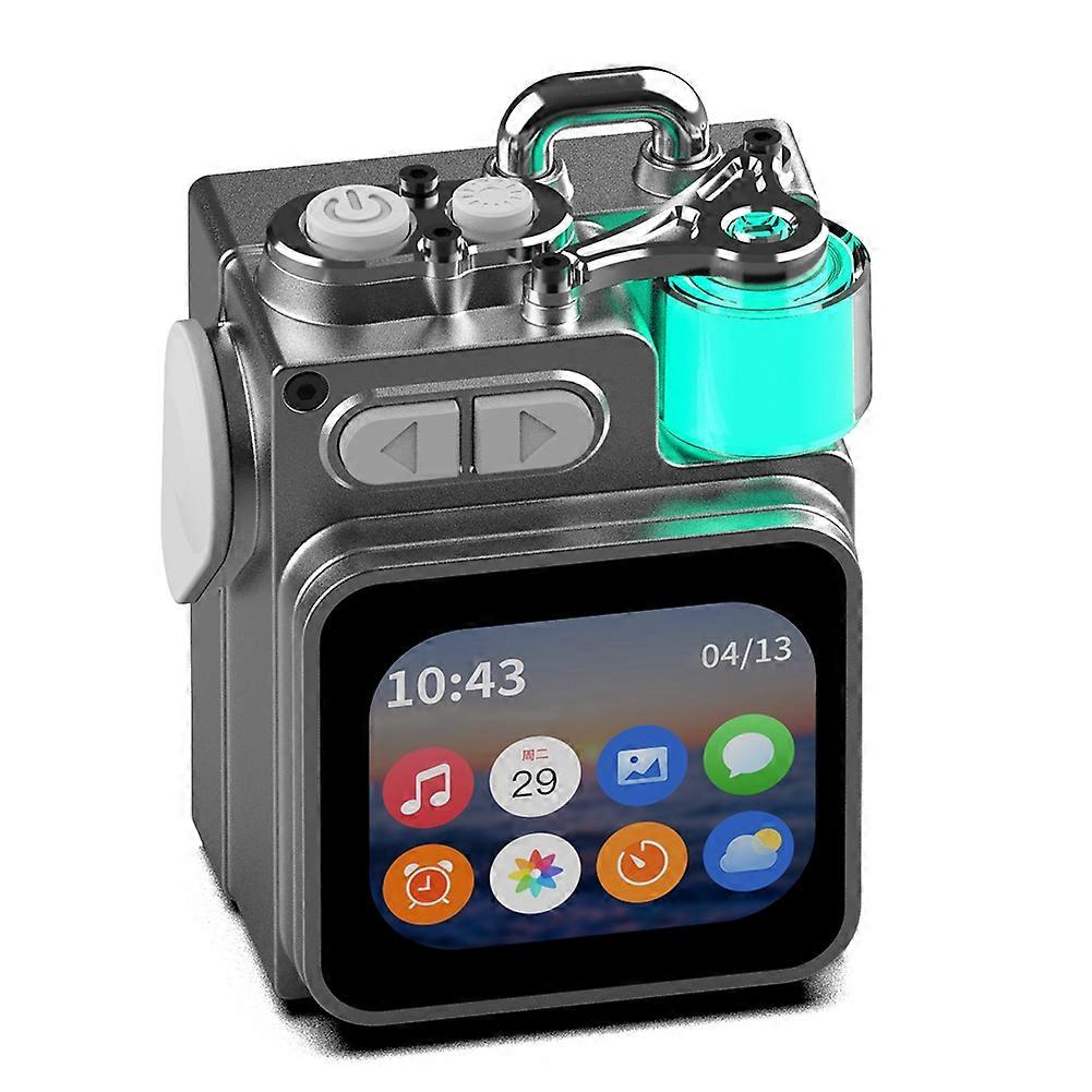 Mechanischer Kabelloser Bluetooth-lautsprecher Aus Metall Mit Rgb-led-display, Desktop-subwoofer, Integriertem Kalender Und Hintergrundbild