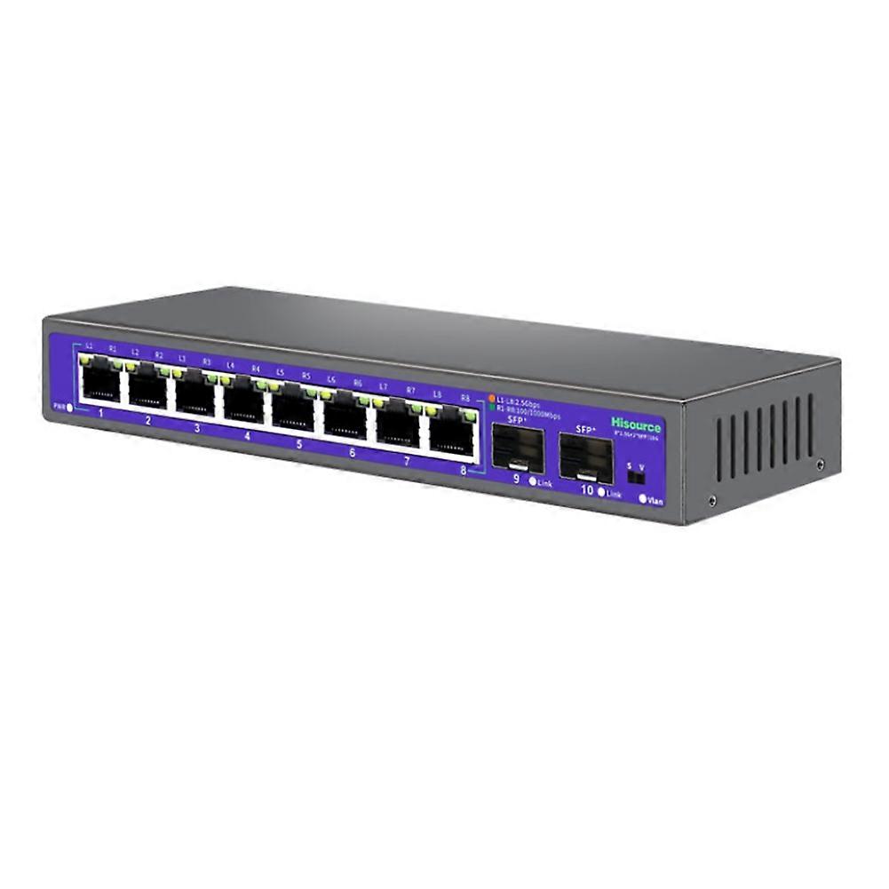 Hisource 2.5g/10g Ethernet-switch, 8 Elektrische Ports, 2 Optische Ports, Geeignet Für Den Privaten Und Gewerblichen Einsatz.