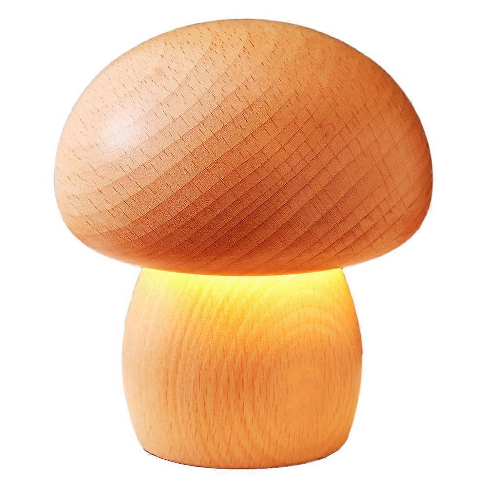 Pilzförmige Holzlampe, Tragbare, Kabellose Lampe Mit Wiederaufladbarem Akku, Einstellbare Lichtintensität, Ideales Nachtlicht Zum Verschenken.