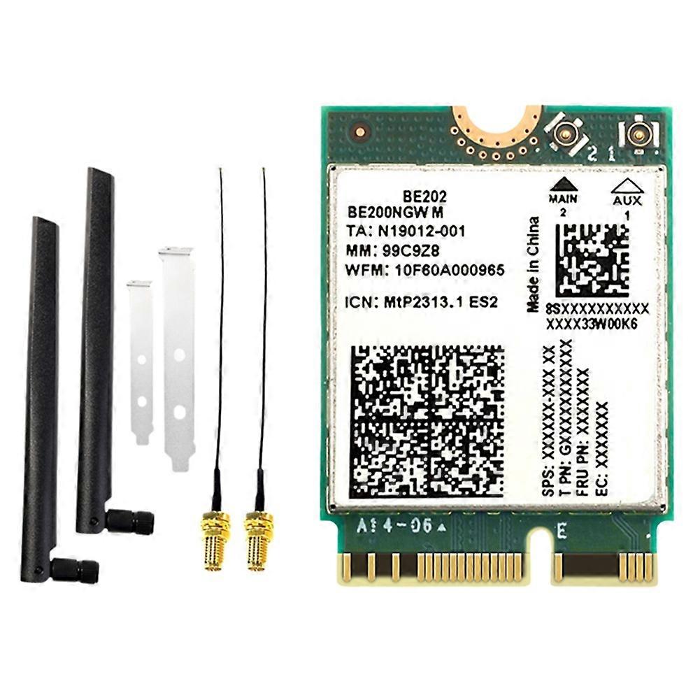 Wifi7 Be202 Karte + 2 X 8-db-antennen, 2,4/5/6 Ghz Tri-band, 5374 Mbit/s Gigabit, Drahtlose Wlan-netzwerkkarte Mit Bluetooth 5.4