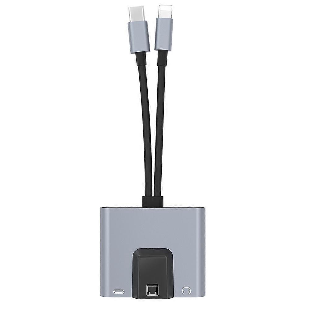 Usb-c Auf Rj45 3,5 Mm Hub Mit Audioanschluss, Dockingstation Für Handy, Laptop Und Pc.