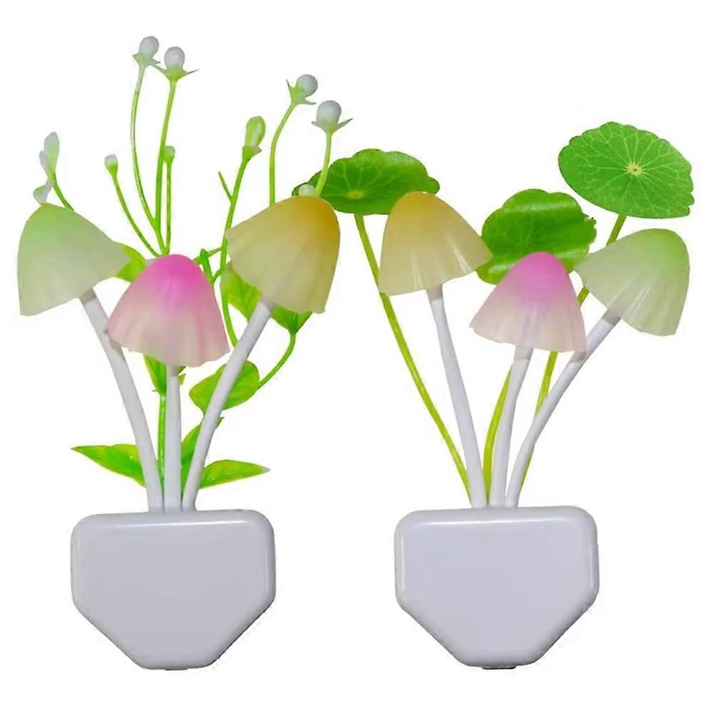 Set Mit 2 Led-pilz-nachtlichtern Mit Cannabisblatt-motiv, Energiesparende Schlafzimmerlampe (us-stecker).