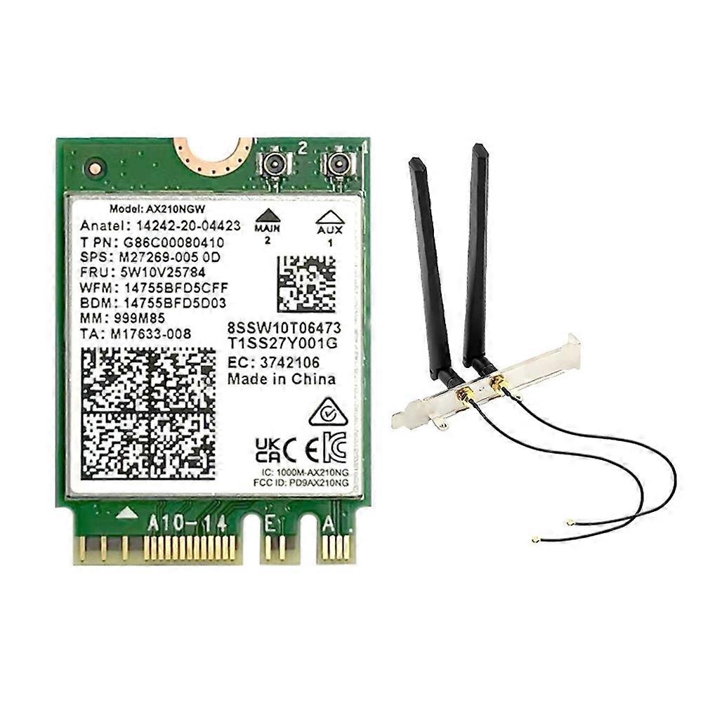 Ax210ngw Wlan-netzwerkkarte Wifi 6e + 2,4 Ghz/5 Ghz/6 Ghz Tri-band-antenne Bluetooth 5.3, 5374 Mbit/s Wlan-adapter Für Laptops